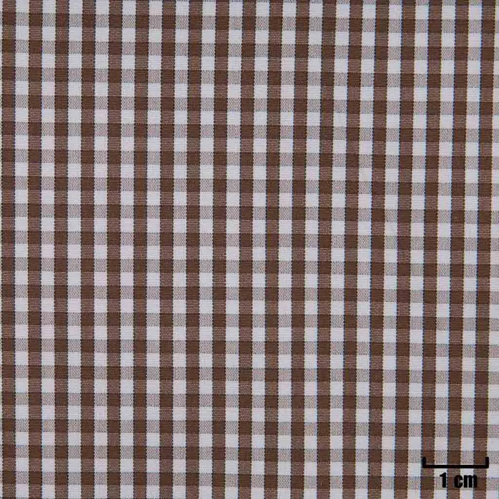 WHITE, SMALL BROWN CHECKS - Image 1