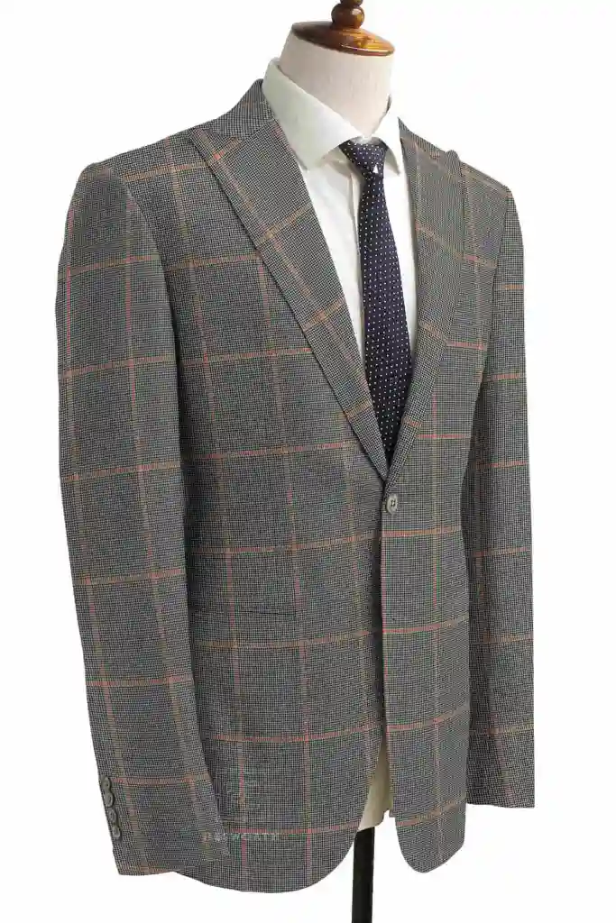 GREY, BIG ORANGE CHECKS (2 PLY) - Image 2