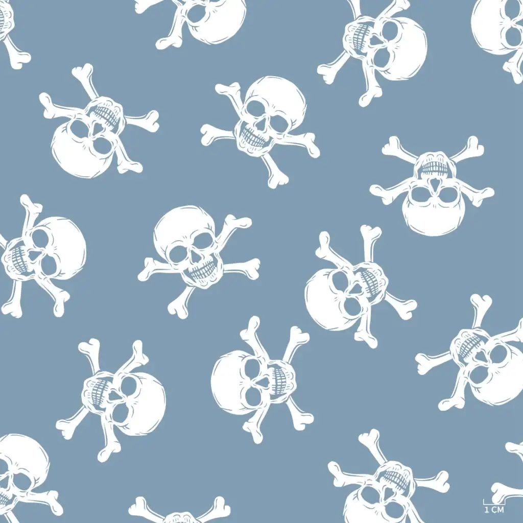 LIGHT BLUE, WHITE SKULL HEAD - Image 1