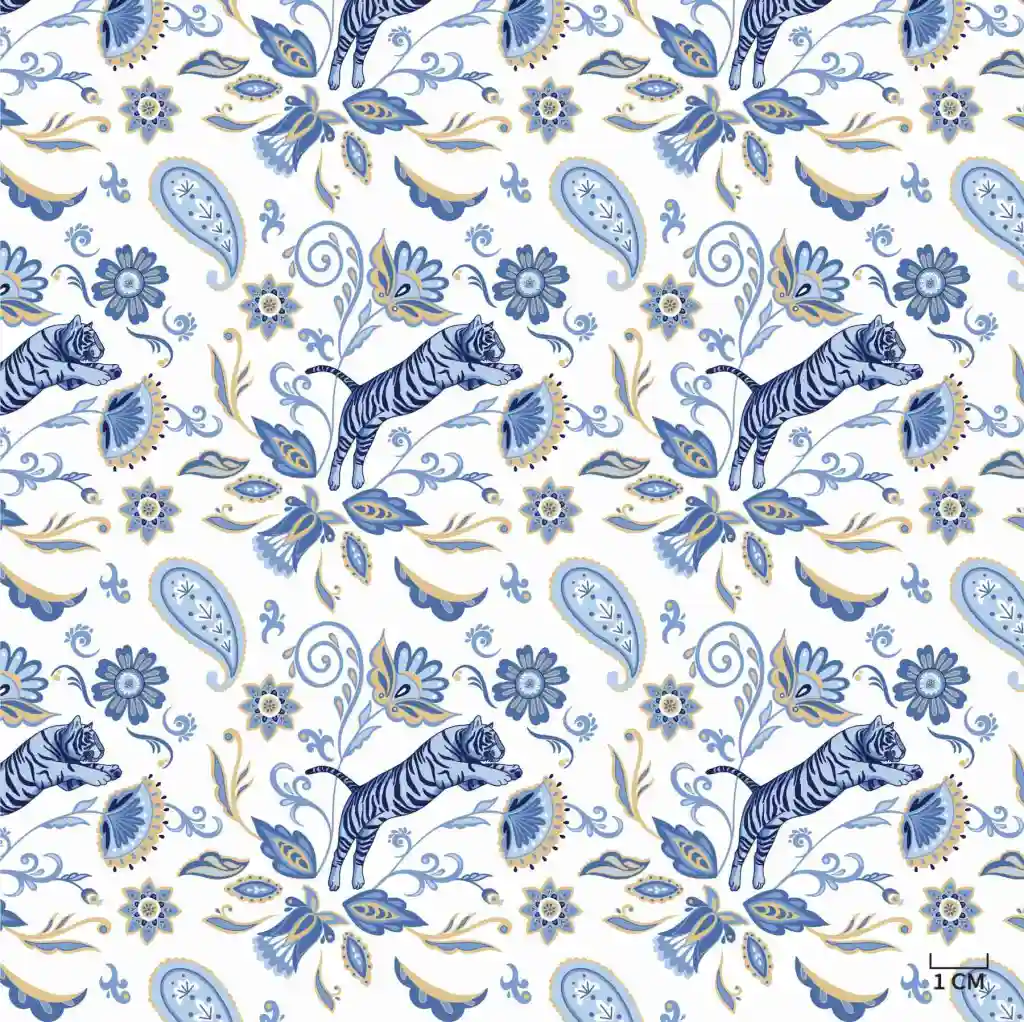 BLUE TIGERS, PAISLEY PATTERN