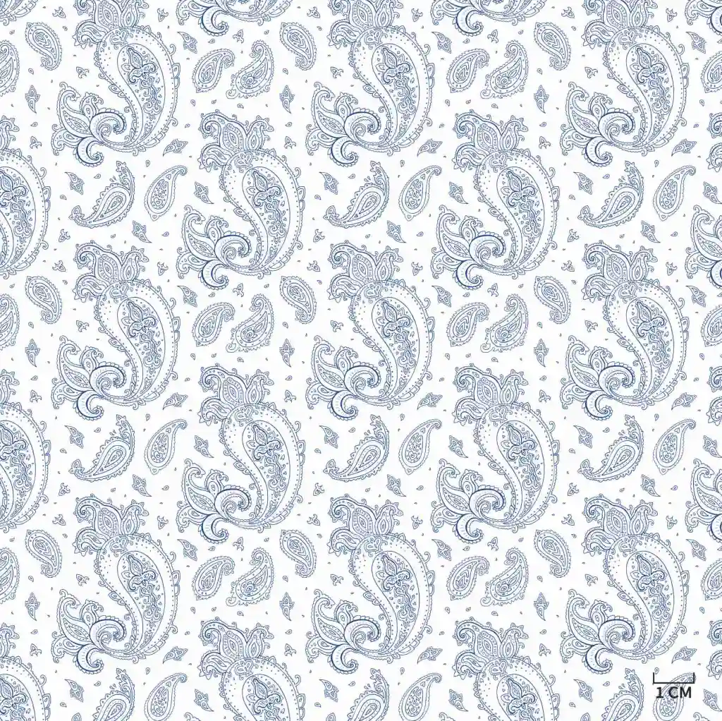 WHITE, BLUE PAISLEY PATTERN - Image 1