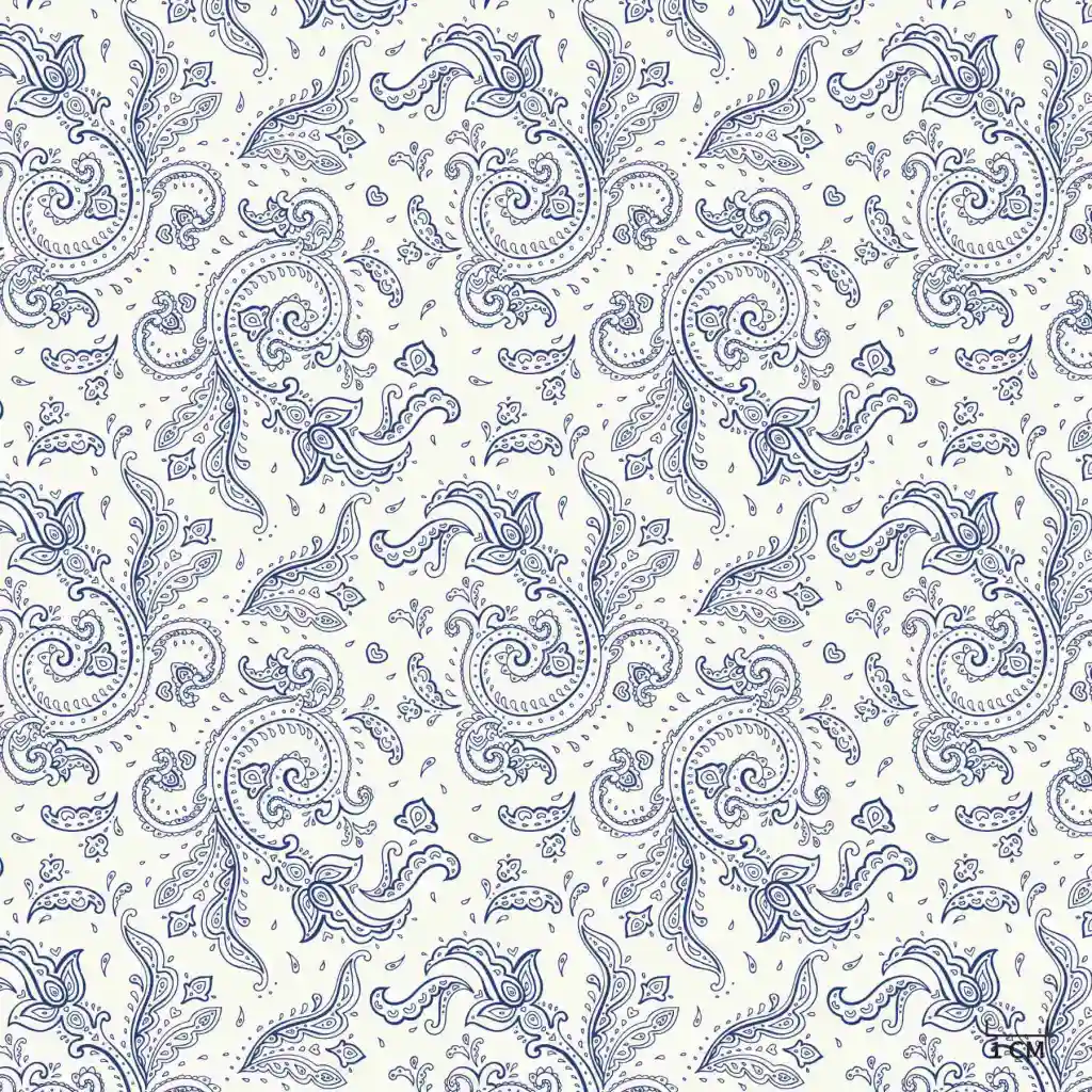 BLUE CIRCLE FLORAL PATTERN - Image 1