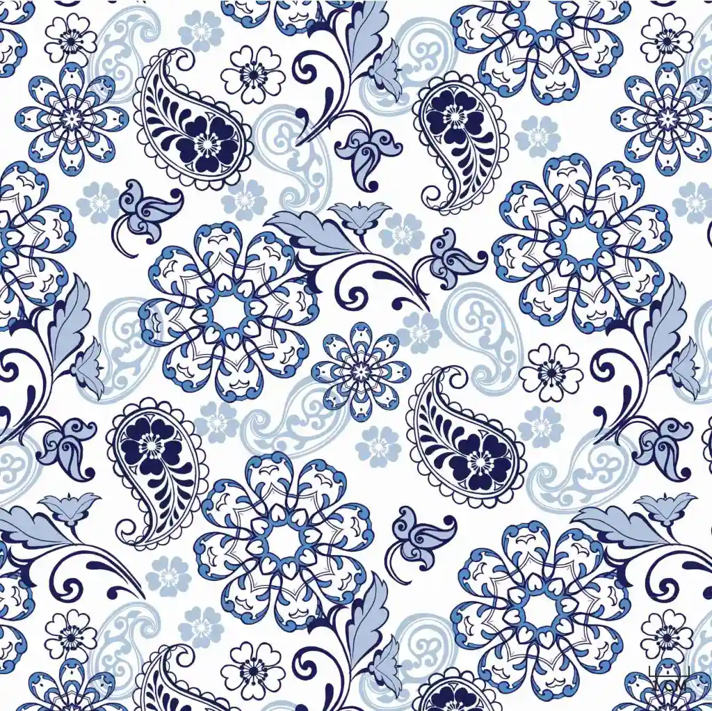 BLUE FLOWER, PAISLEY PATTERN - Image 1