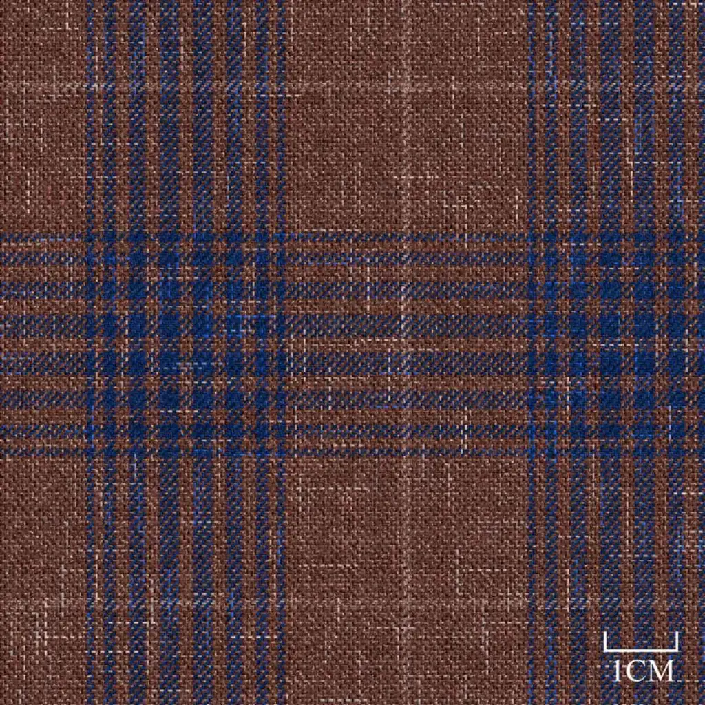 DARK BROWN, BLUE CHECKS