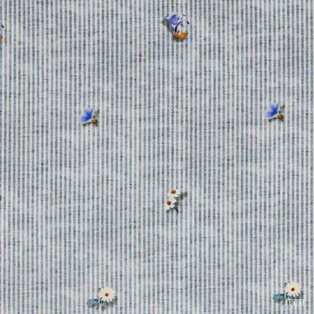 BLUE, FLOWER STRIPES - Image 1